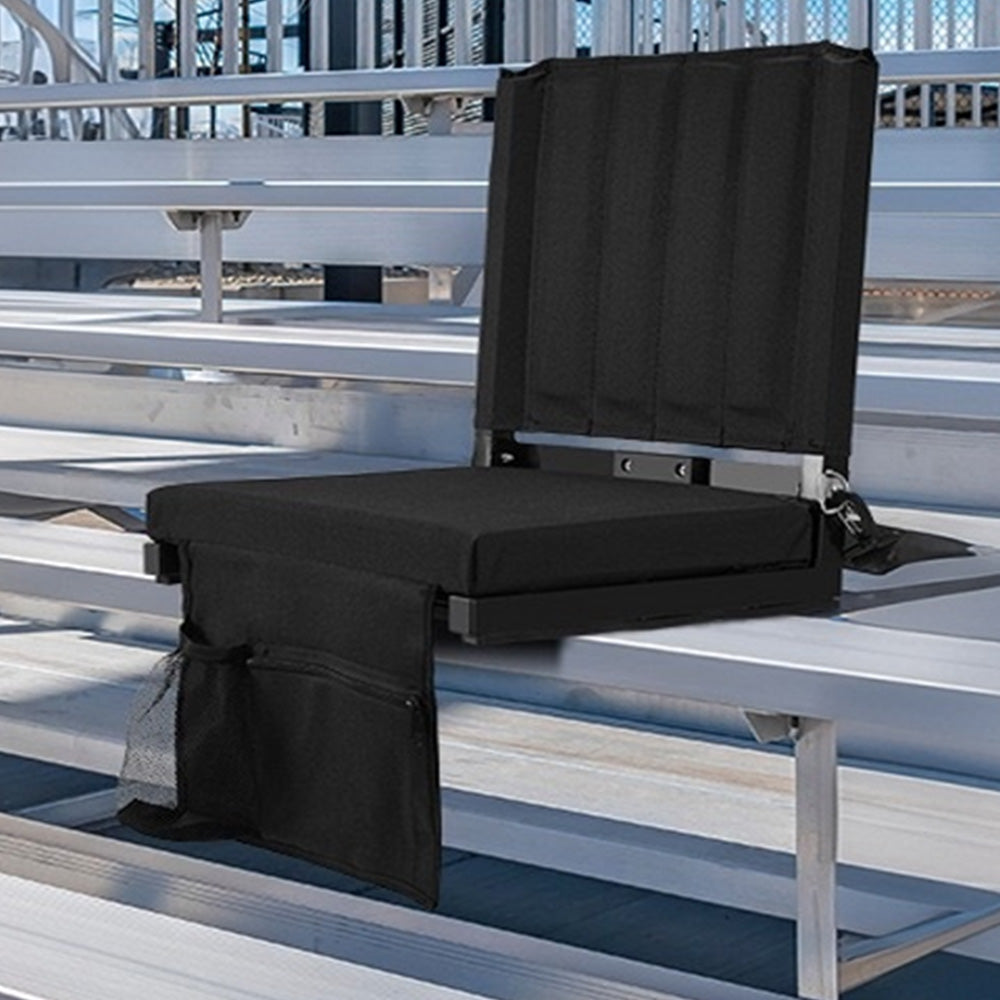 Comfortable Stadium Seat with Shoulder Strap Storage Pocket Foldable Stadium Chair for Outdoor