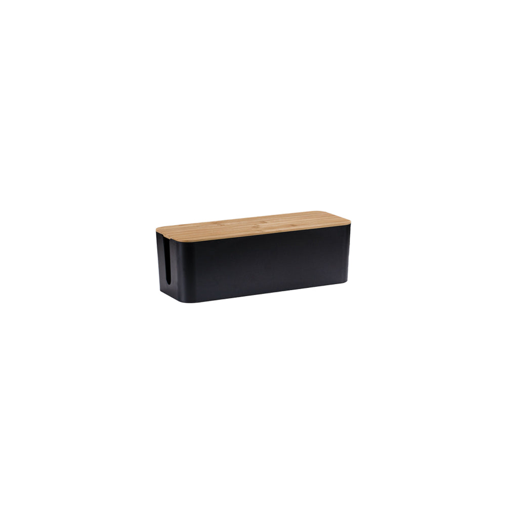Bamboo Lid Cable Management Storage Box for Home and Office