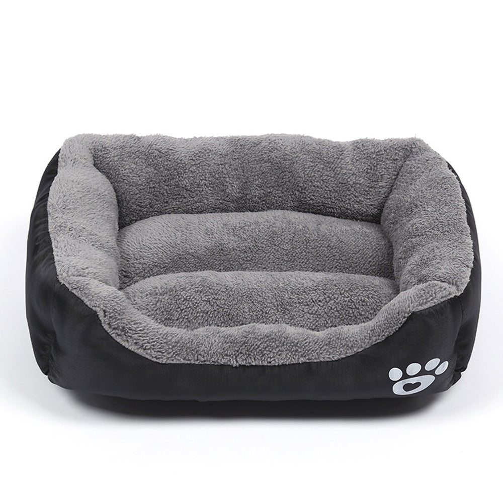 Soft Winter Semi-Enclosed Pet Bed Mat with Raised Edges-Black