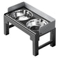 Dog Bowl Stand 5 Height Adjustable Raised Feeder with 2 Stainless Steel Bowls-Black