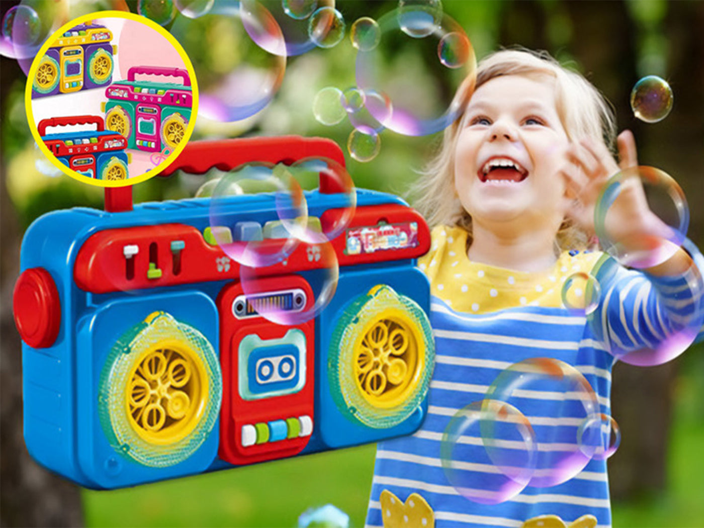 Kid's Automatic Musical Light-Up Bubble Machine Toy