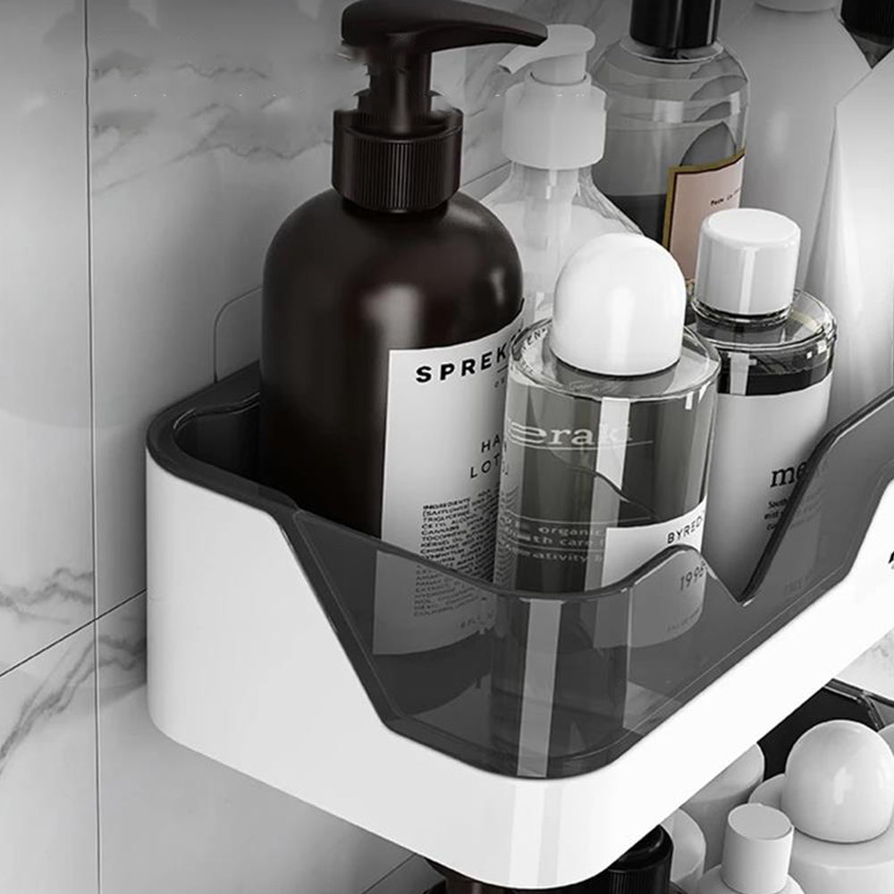 Wall Mount Kitchen Bathroom No Drilling Double Layer Shower Shelf