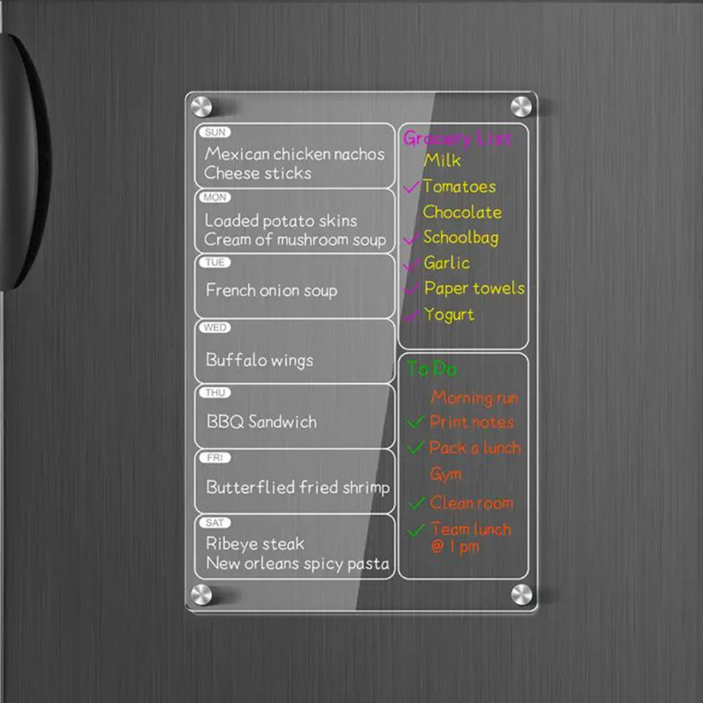 4Pcs Dry Erase Calendar for Fridge Acrylic Transparent Board Monthly Weekly Daily Planner