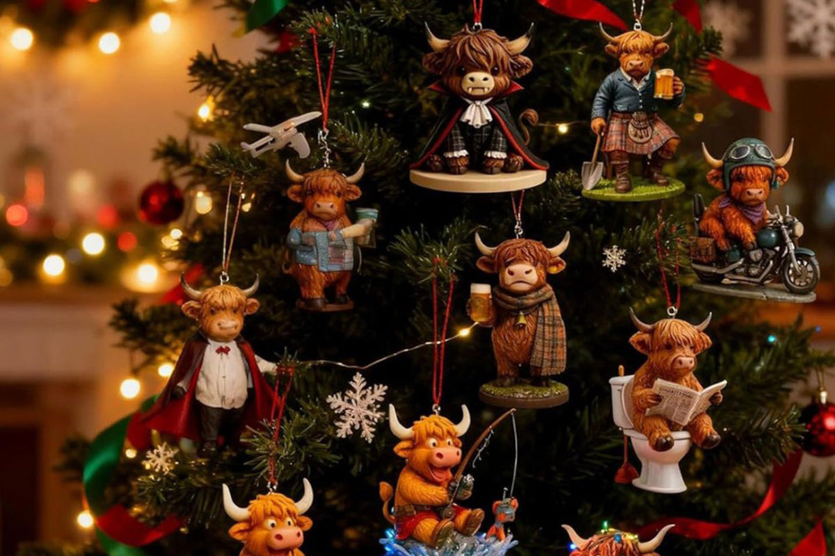 2D Highland Cow Advent Calendar 24 Days Christmas Countdown Calendar for Xmas Tree