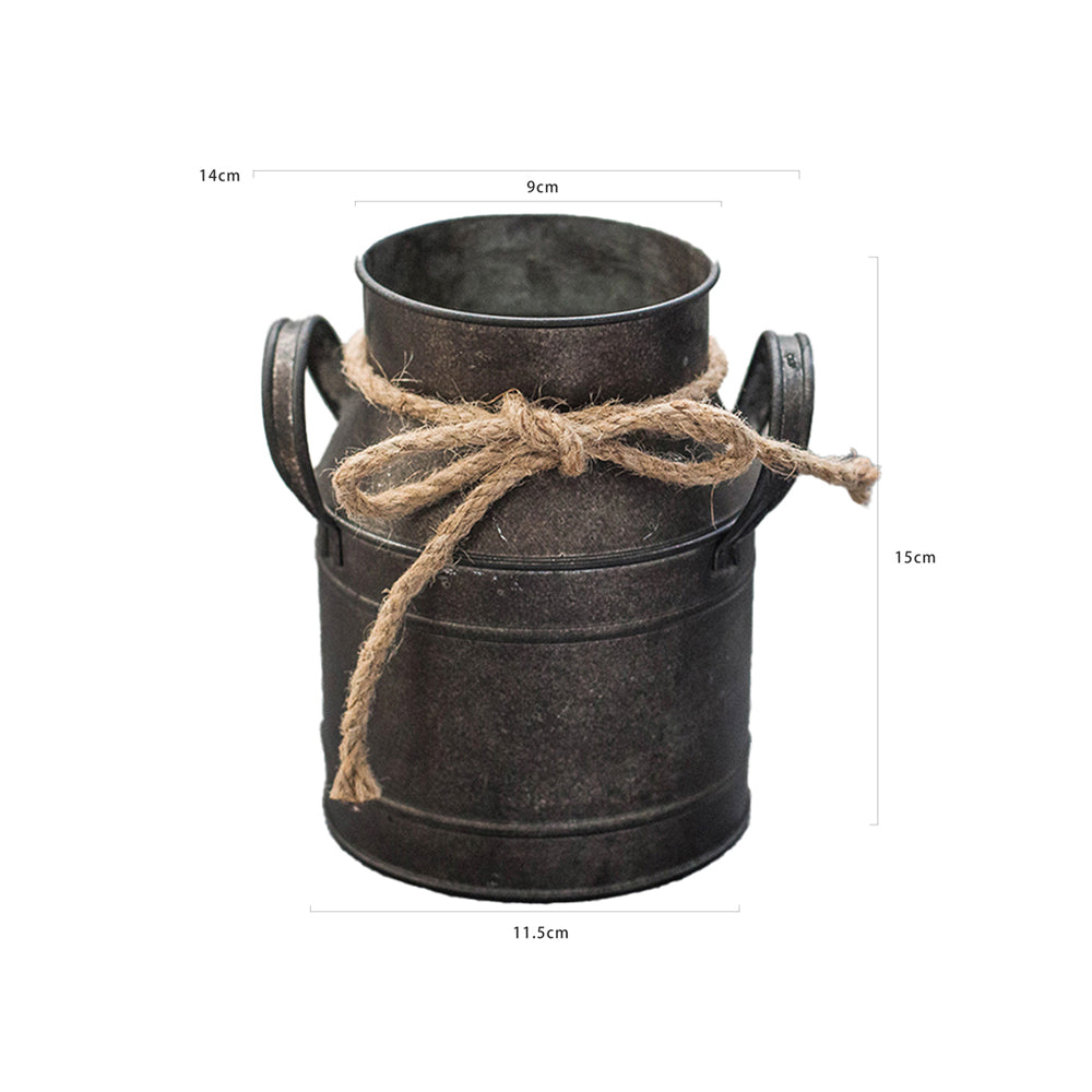 Vintage Metal Bucket Iron Decorative Flower Vase Without Words