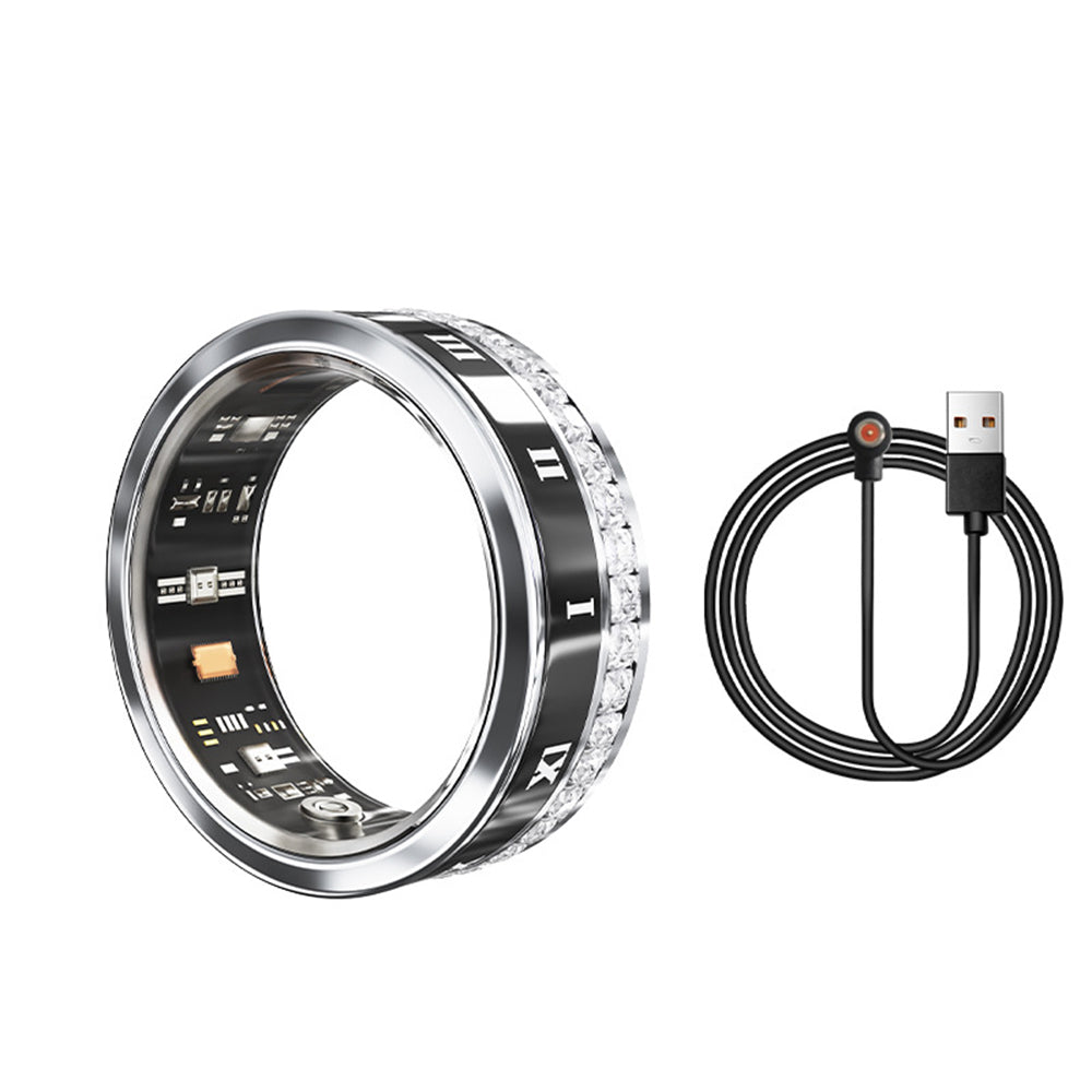 Smart Fitness Ring Health Rings Fitness Tracker Ring with Heart Rate Sleep Monitoring-Silver