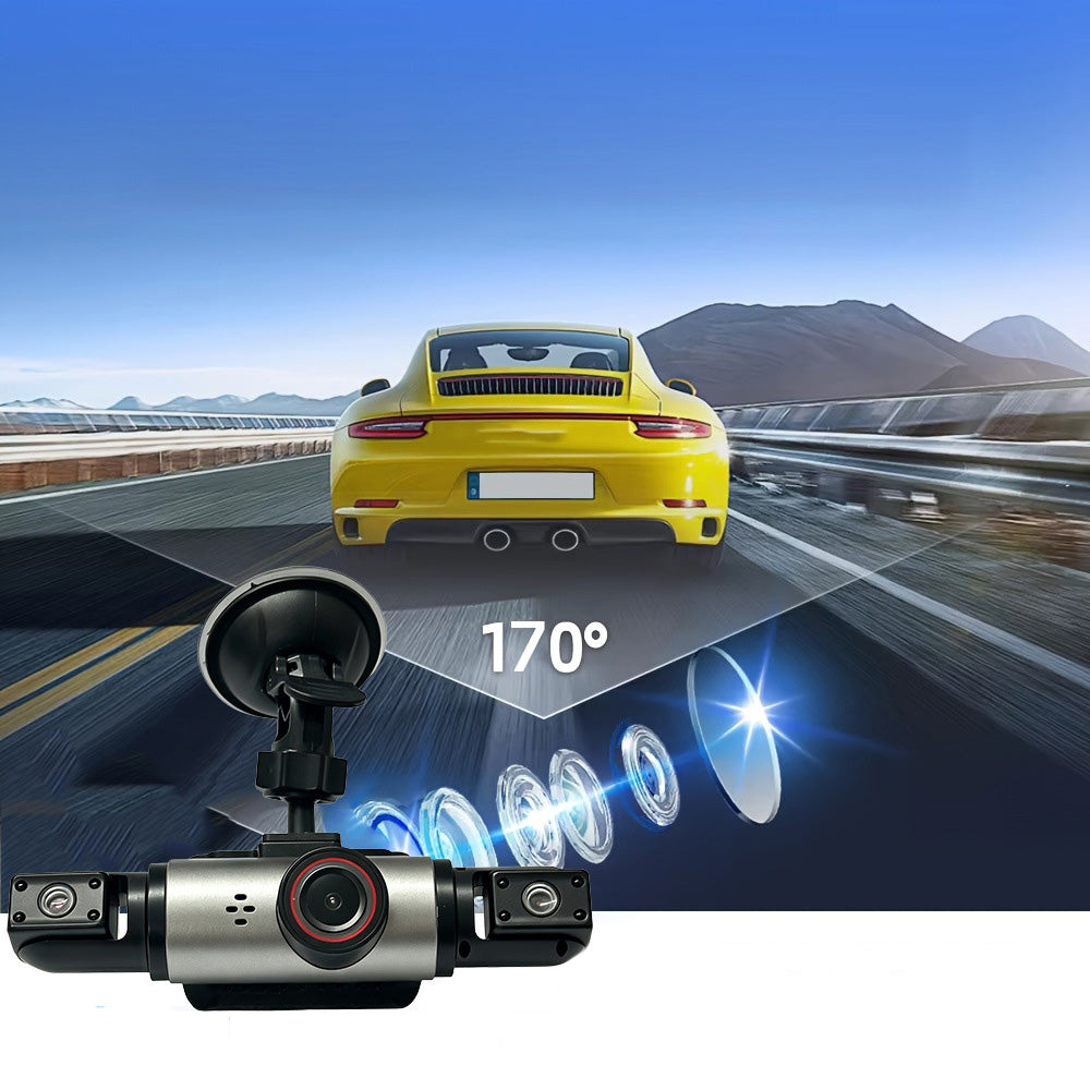 360 View 4 Channel Dash Cam Front and Rear Left Right Inside Camera for Cars with 32GB Memory Card