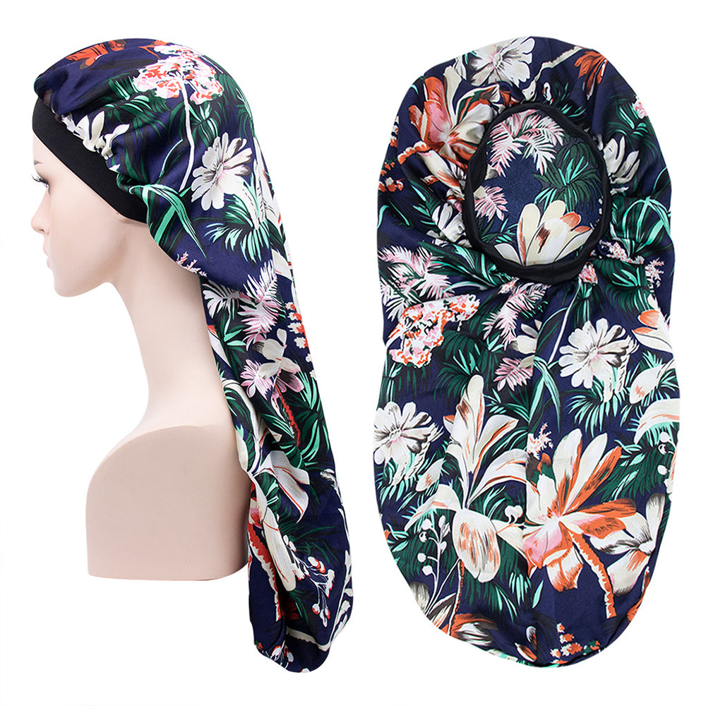 Extra Long Satin Sleep Bonnet For Women Soft Elastic Band Silky Cap