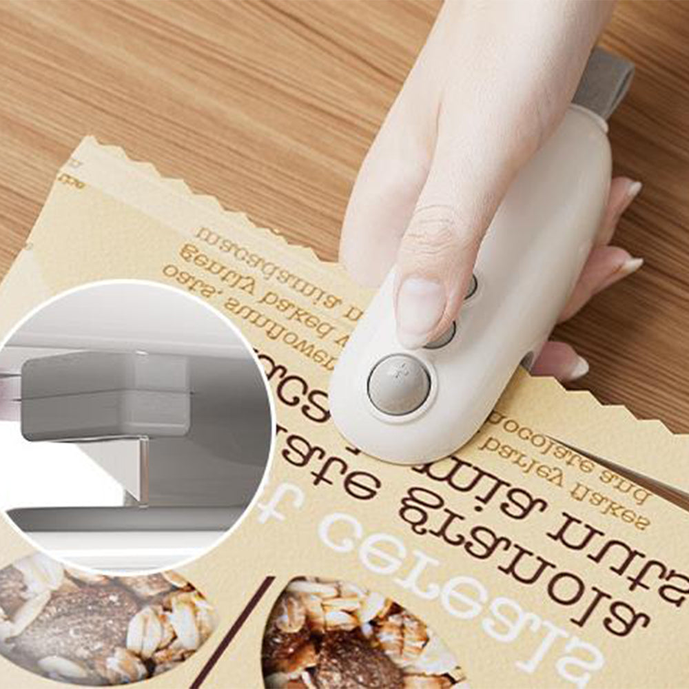 2Pcs Portable Mini Bag Sealer With Cutter 2-in-1 Heat Sealer For Snacks USB Rechargeable Food Sealer