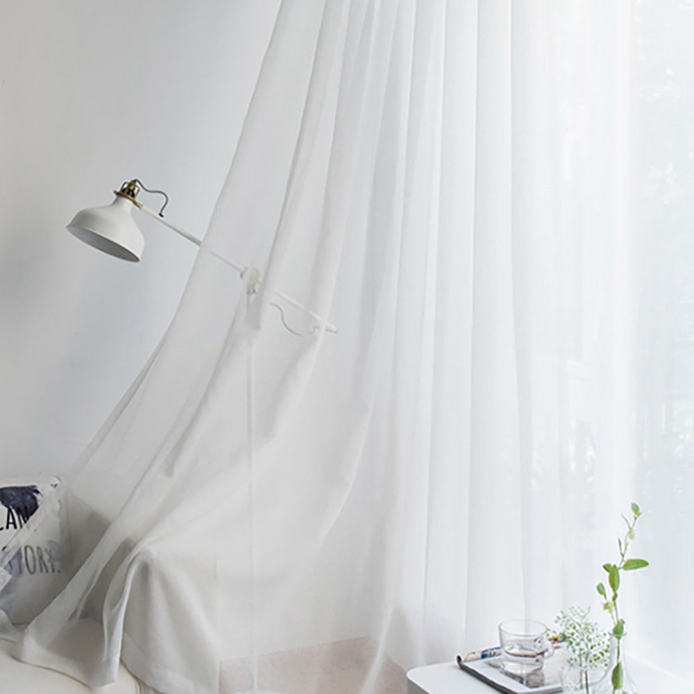 2Pcs 210x134cm Rod Pocket Sheer Curtain Voile Curtain Window Drape Privacy Draperies for Living Room