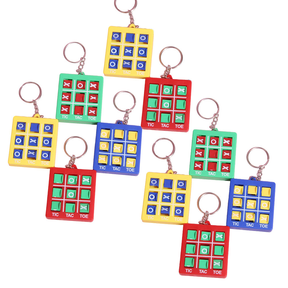 10-Pack Portable Tic Tac Toe Game Colorful Keychain Set