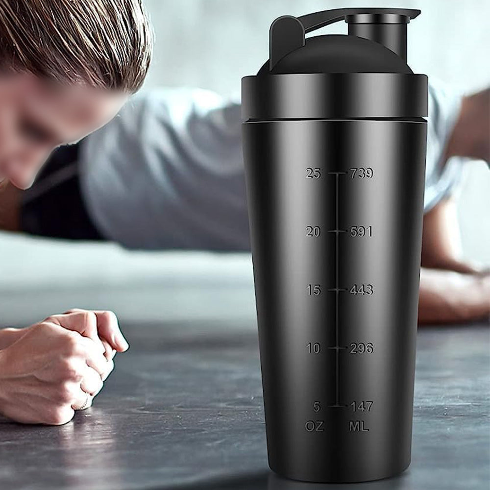 750ml 304 Stainless Steel Protein Shaker Bottle with Mixing Ball