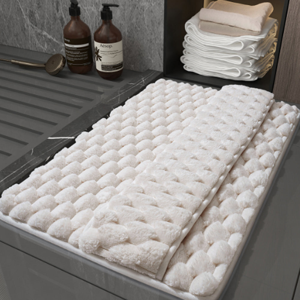 Memory Foam Bathroom Mat Wipe-Off Sole Mat Plush Absorbent Shower Mat-Beige