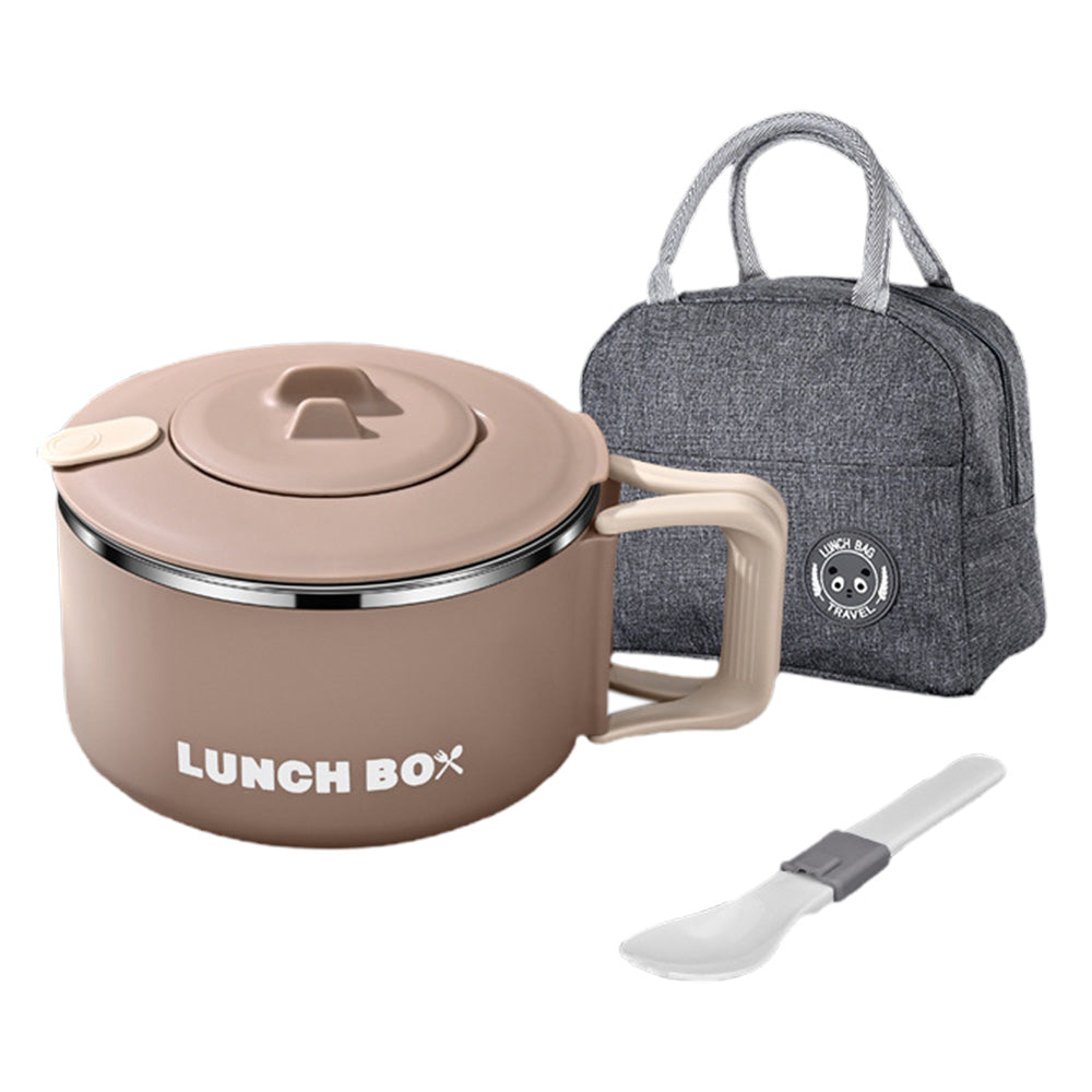 1200ML Large Ramen Bow with Lid Spoon Storage Bag Stainless Steel Food Container for Microwave