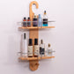 2 Tier Bamboo Shower Caddy with Drain Holes Hanging Organizer for Bathroom