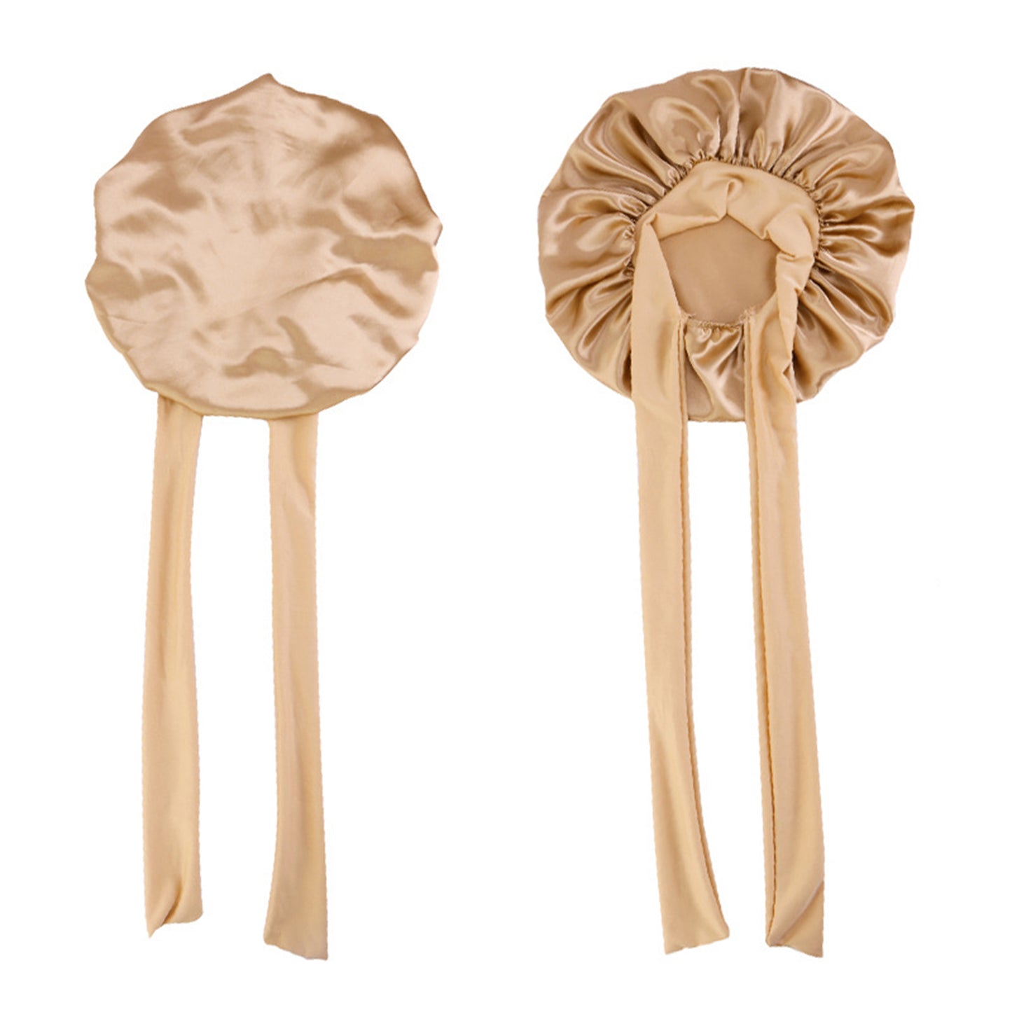 Solid Colour Women Satin Sleeping Cap Wrap Hair Bonnet Elastic Headwear