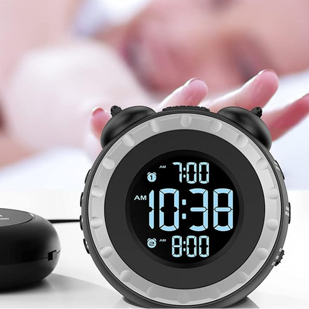 Loud Vibrating Alarm Clock with Extra Bed Shaker for Heavy Sleepers