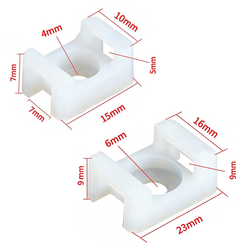 500 PCS Cable Tie Base Nylon Saddle Mount for Wire Management-White