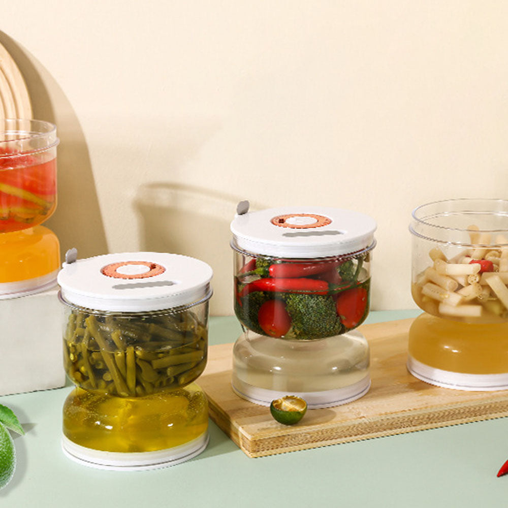 Pickles Jar with Strainer Flip with Airtight Lids and Forks