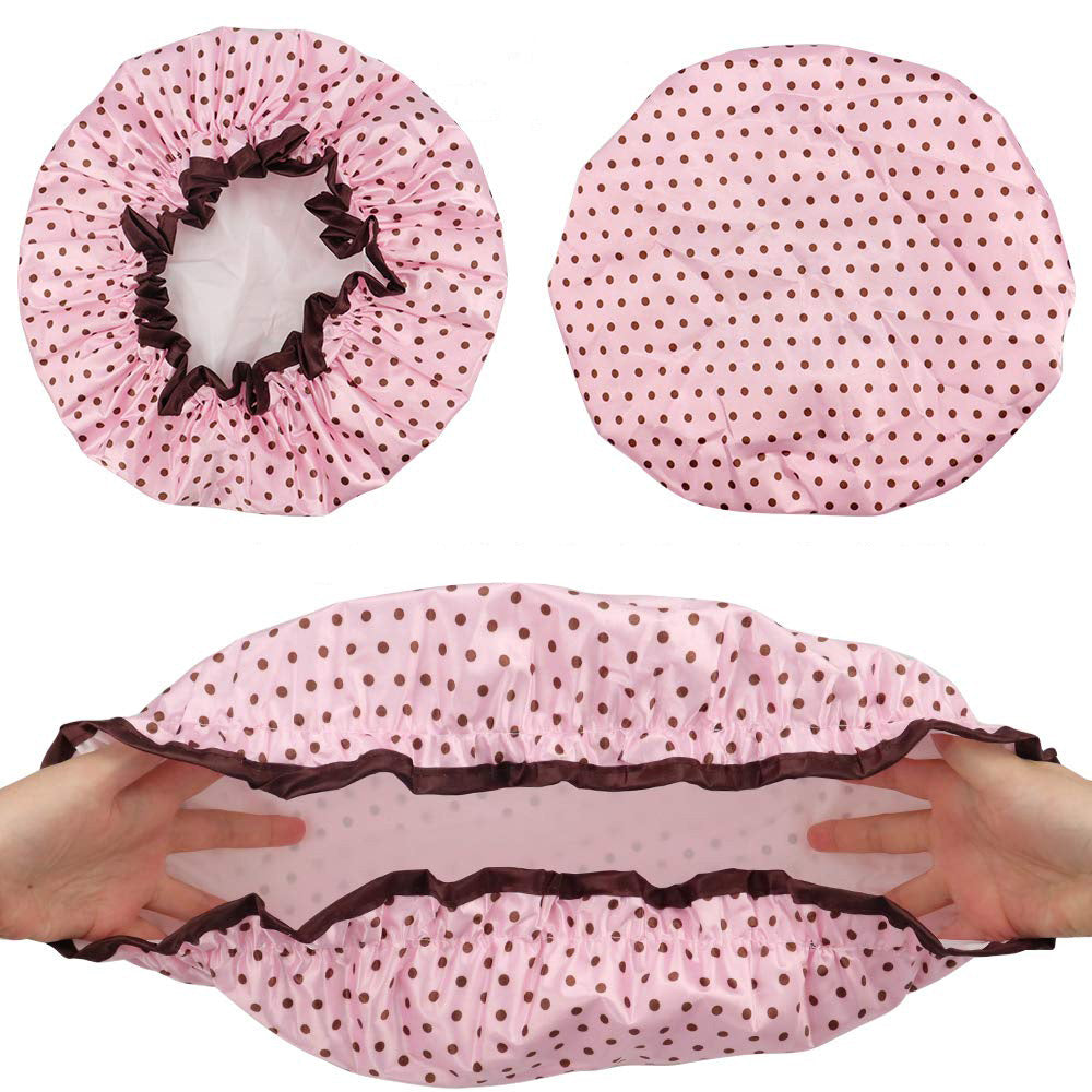 4 Pack Shower Caps Reusable Bathroom Hair Cover for Women Elastic Waterproof