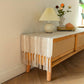 Vintage Farmhouse Woven Table Runner with Tassel for Dining Room Kitchen Reading Dresser