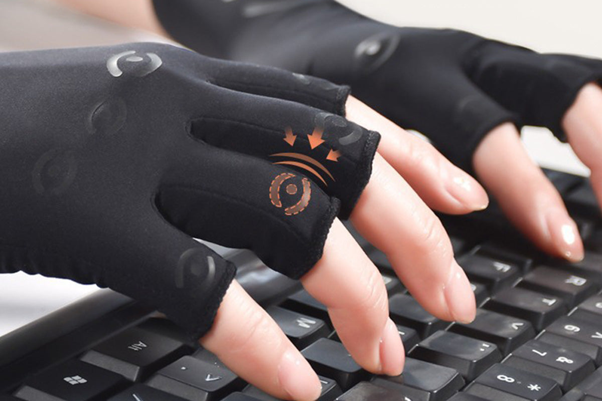 Breathable Half-Finger Gloves with Grip Pads-Black