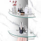 2XGlass Corner Bathroom Shelf with Stainless Steel Guard Rail