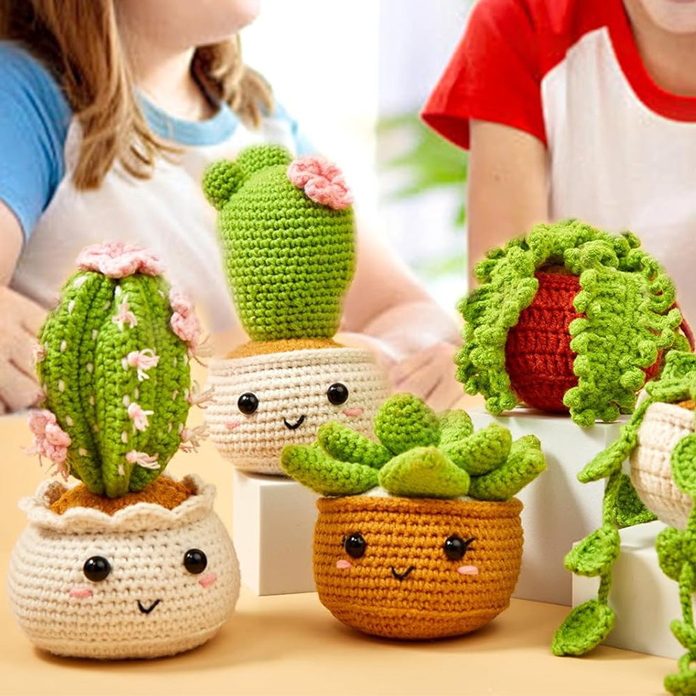 6 Pack Hanging Potted Plants Craft Knitting Crocheting Kits With Crochet Hooks Yarn Set
