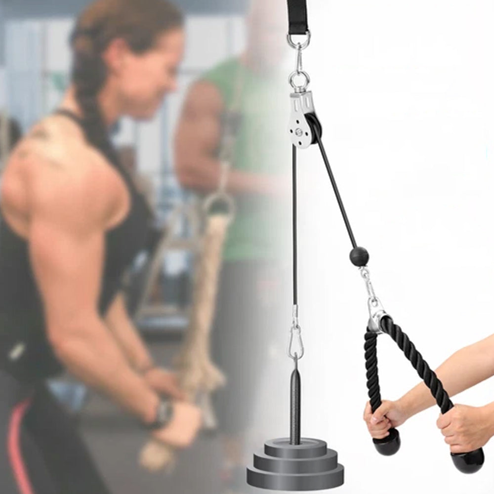Home Gym Weight Pulley System Cable Machine Attachment Arm Strength Training Kit Black