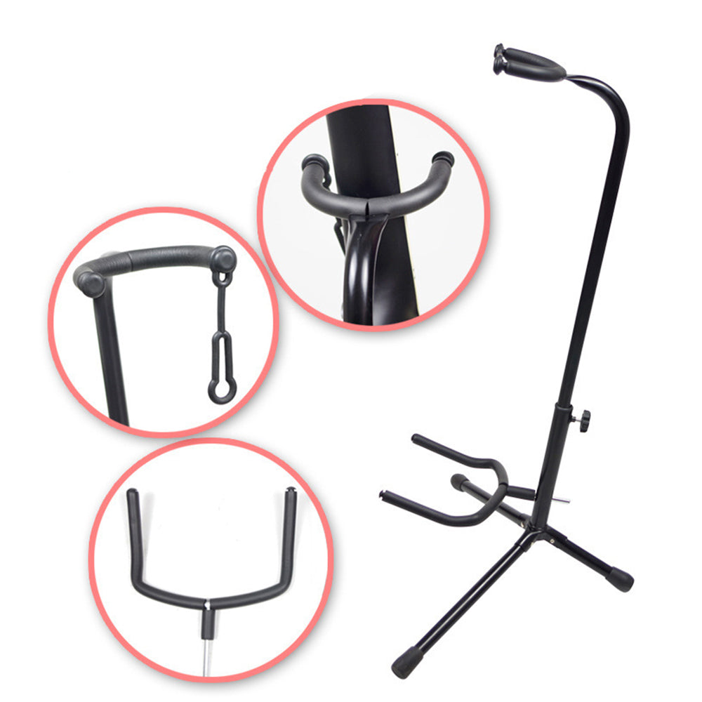 Guitar Folding Tripod Stand Acoustic Electric Gear Metal Holder Black