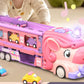 Car Toys Unicorn Toys Truck with Foldable Race Track and 6 Princess Cars for Girls