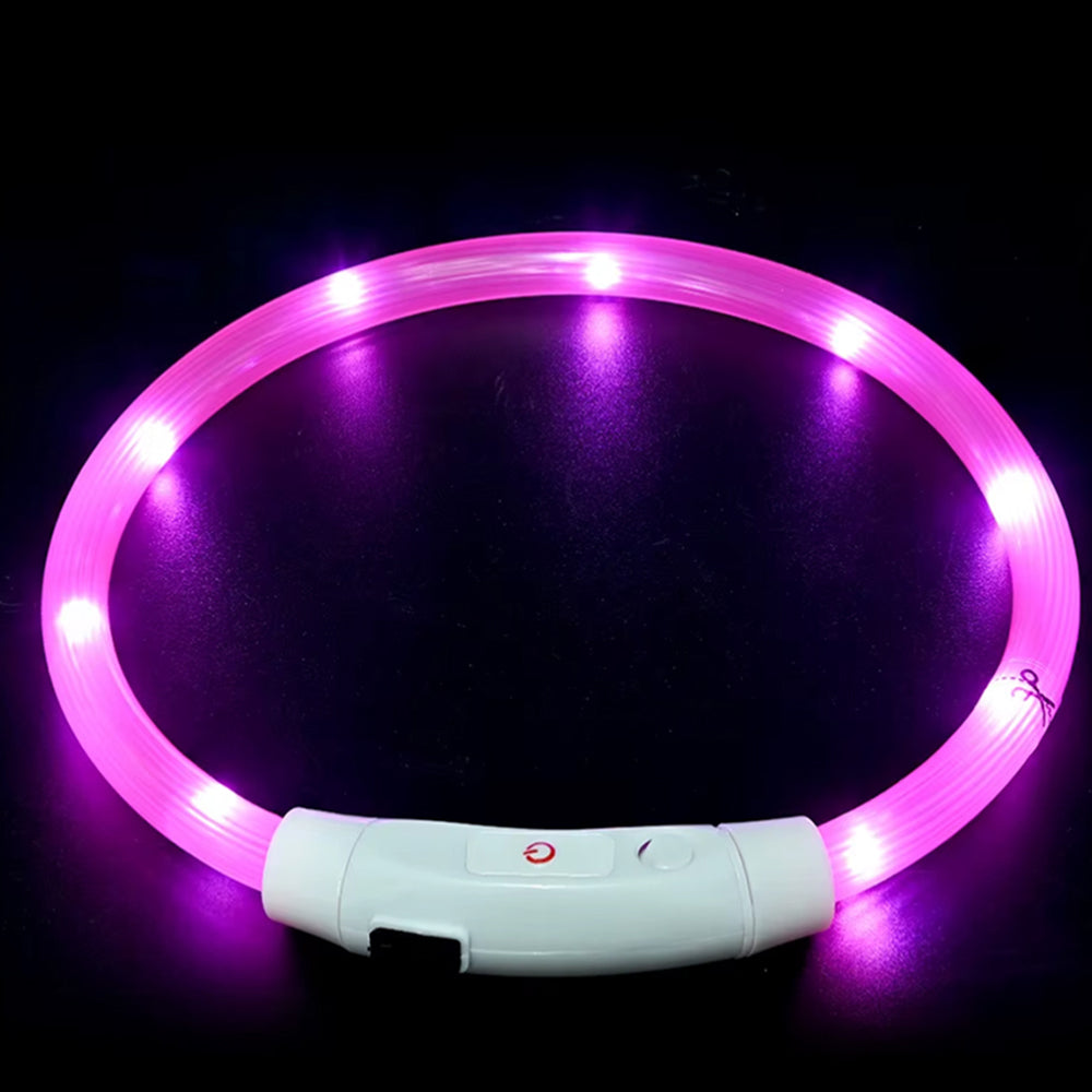 Led Dog Night Luminous Charge Collar-Pink