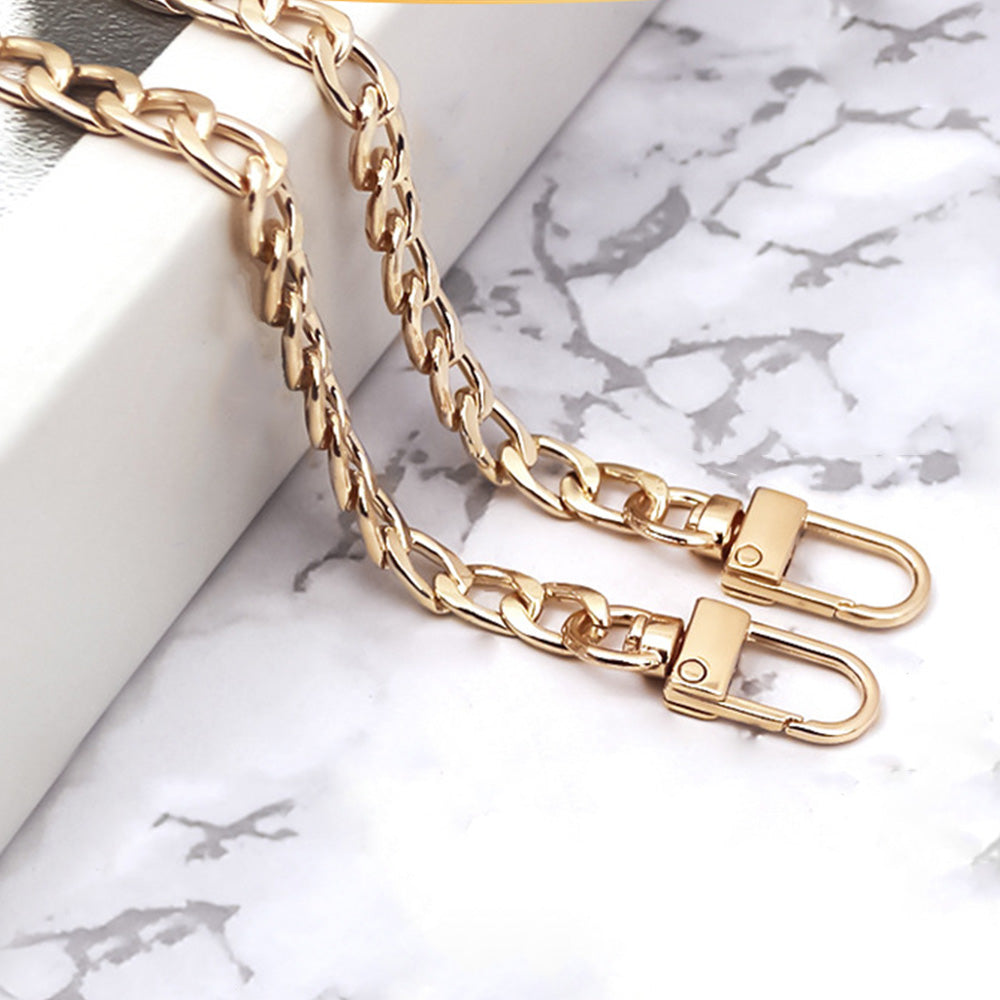 2Pcs Flat Chain Shoulder Strap Replacement Metal Bag Strap with Hook Clasps for Handbags Purses