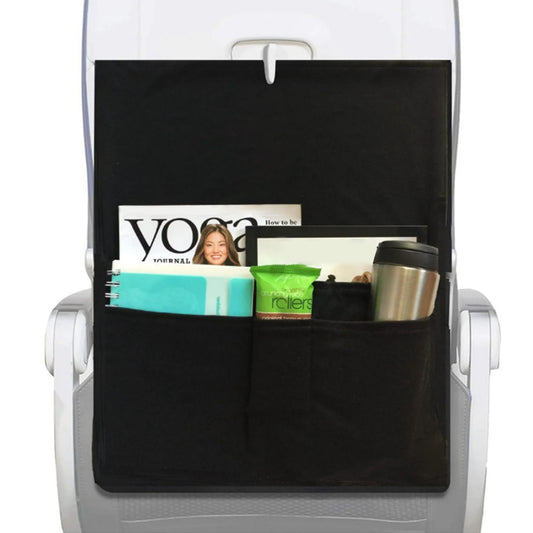 Airplane Tray Cover with Pockets Travel Reusable Foldable Seat Back Organizer