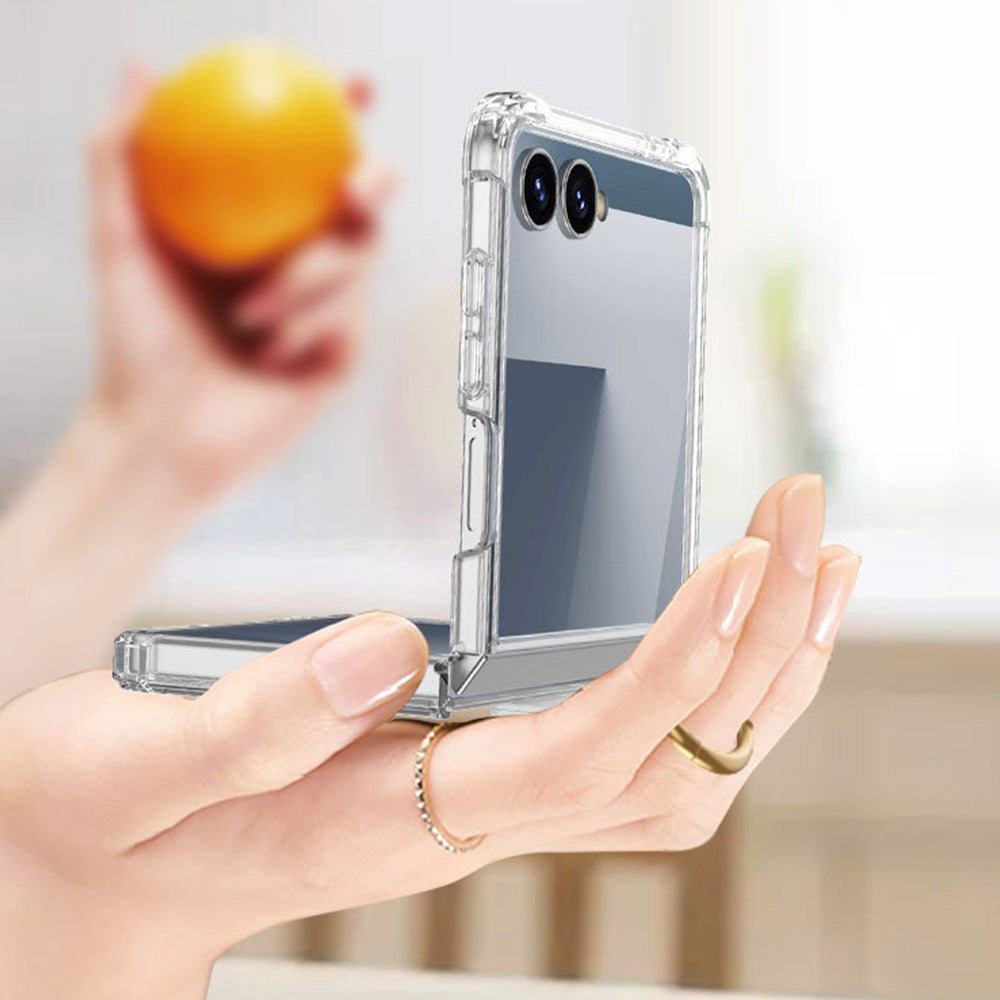 Case and Back Glass Protector for Samsung Galaxy Z Flip 8 7 with Ring Stand-Black