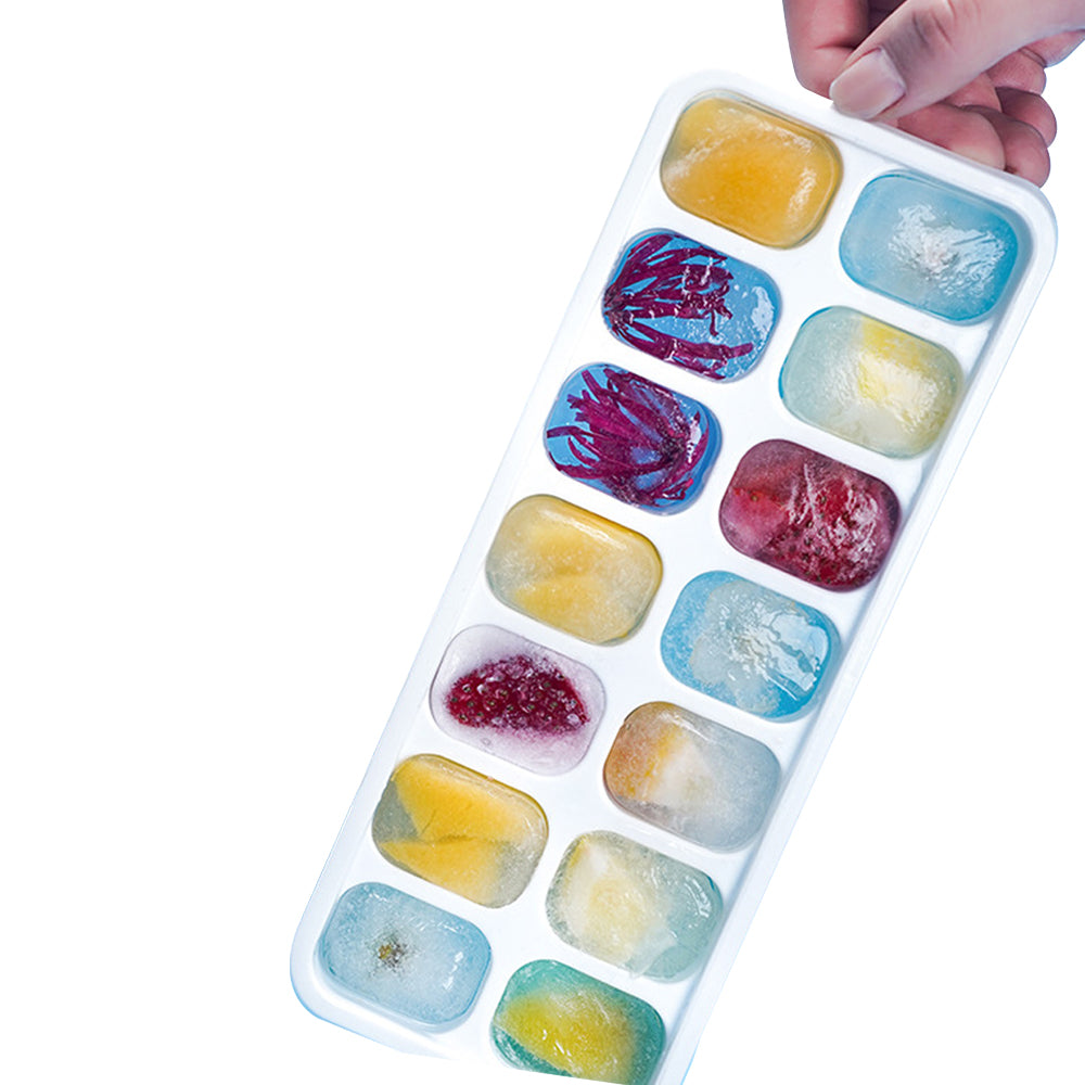 4Pcs Ice Cube Tray with Lid Easy Release Silicone Mould 14 Cubes Container Mold