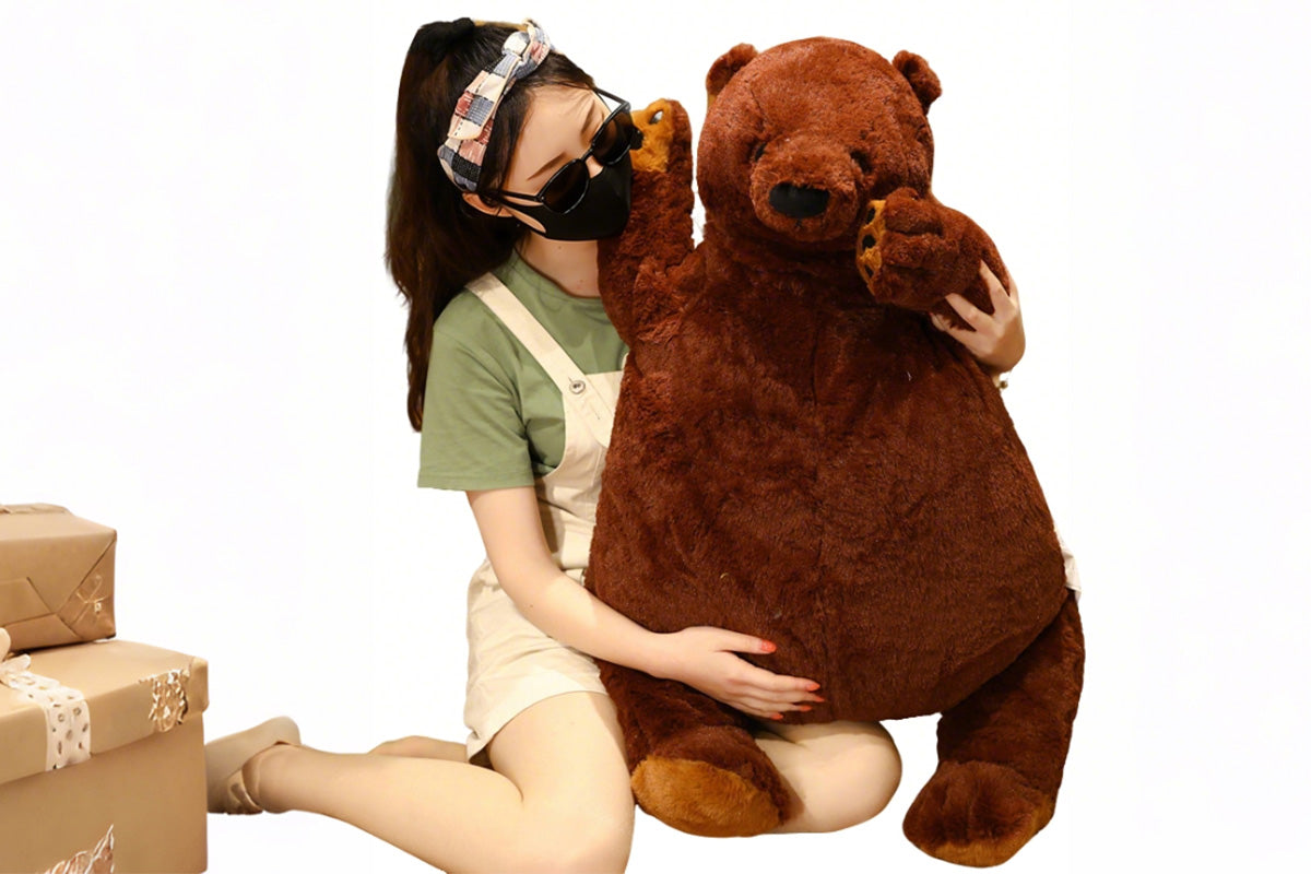 Giant Brown Bear Stuffed Animal for Adults Stress Relief Anti-Anxiety Cuddly Bear Toy
