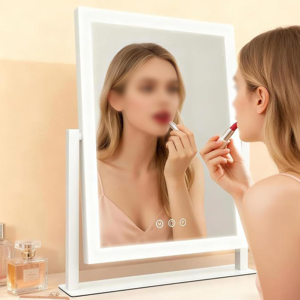 10X Magnifying LED Makeup Mirror 3-Color Dimmable 360-Degree Rotation Tabletop Vanity