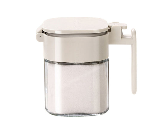 Glass Salt Container with Lid Spoon Condiment Jar Spice Container Seasoning Box