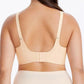 Wireless Bra Soft High Elastic V Neck Wavy Trim-Beige