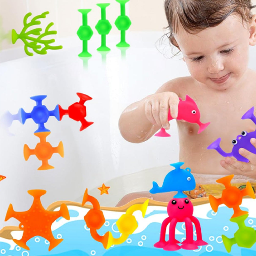 27Pcs Suction Toys Montessori Suction Cup Toy with Egg Shell Silicone Sucker