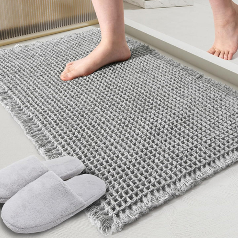 Waffle Bath Mat Cushioned Non Slip Bathroom Rug for Floor Standing Mat