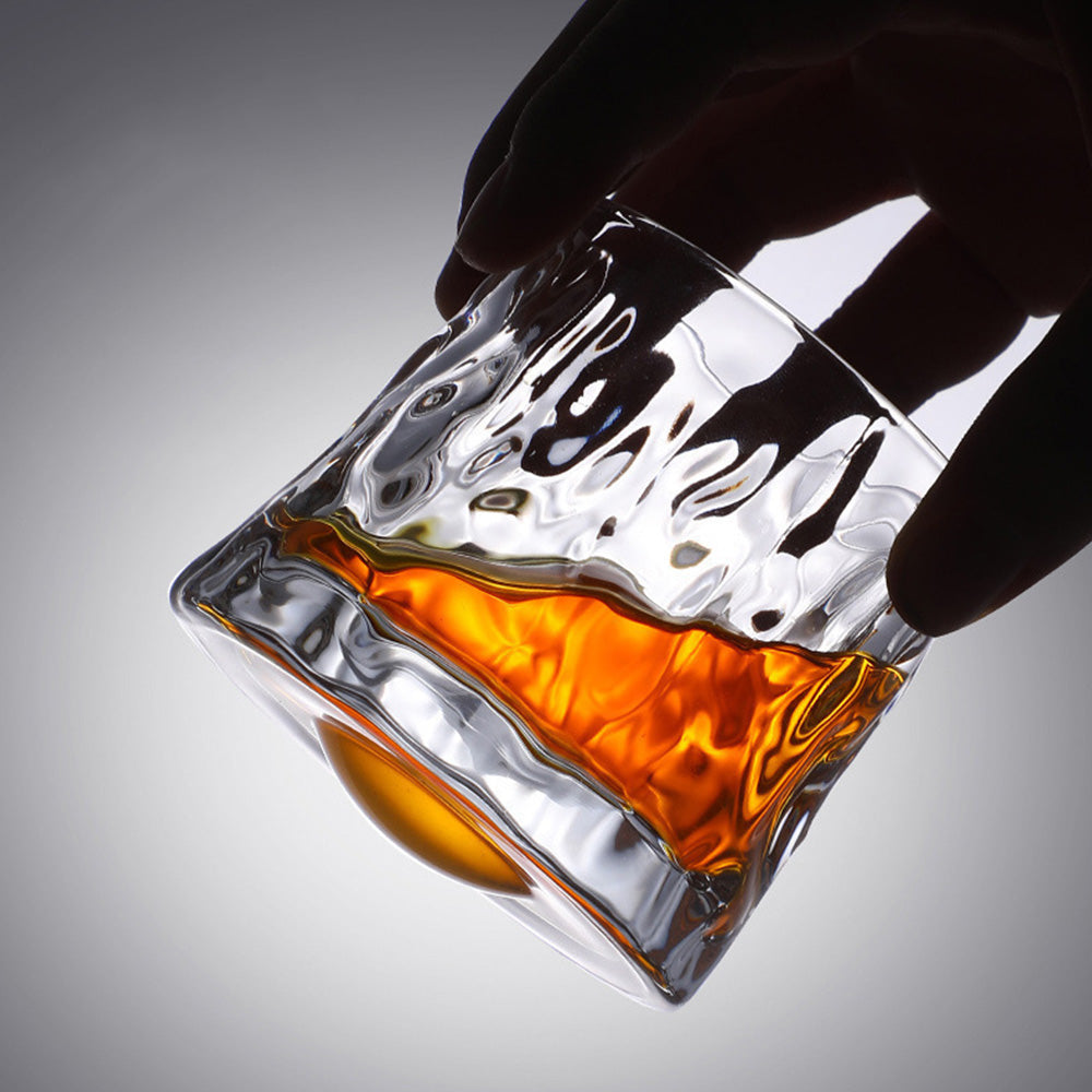 4PCS Rotating Whiskey Glass 180ml Rotating Glass Tumblers for Home Bars Party