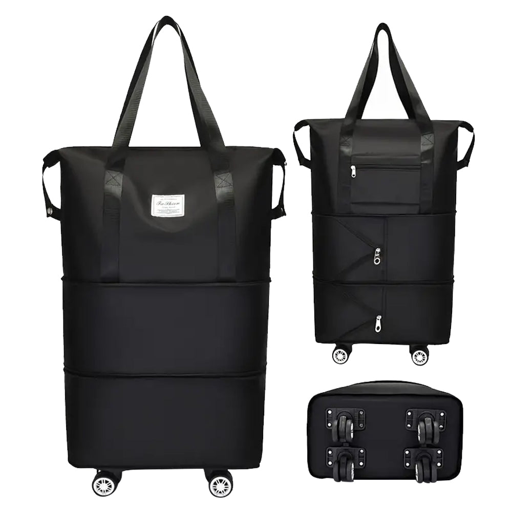 2Pcs Large-Capacity Expandable Carry on Luggage Bag with Wheels-Dark Purple and Black