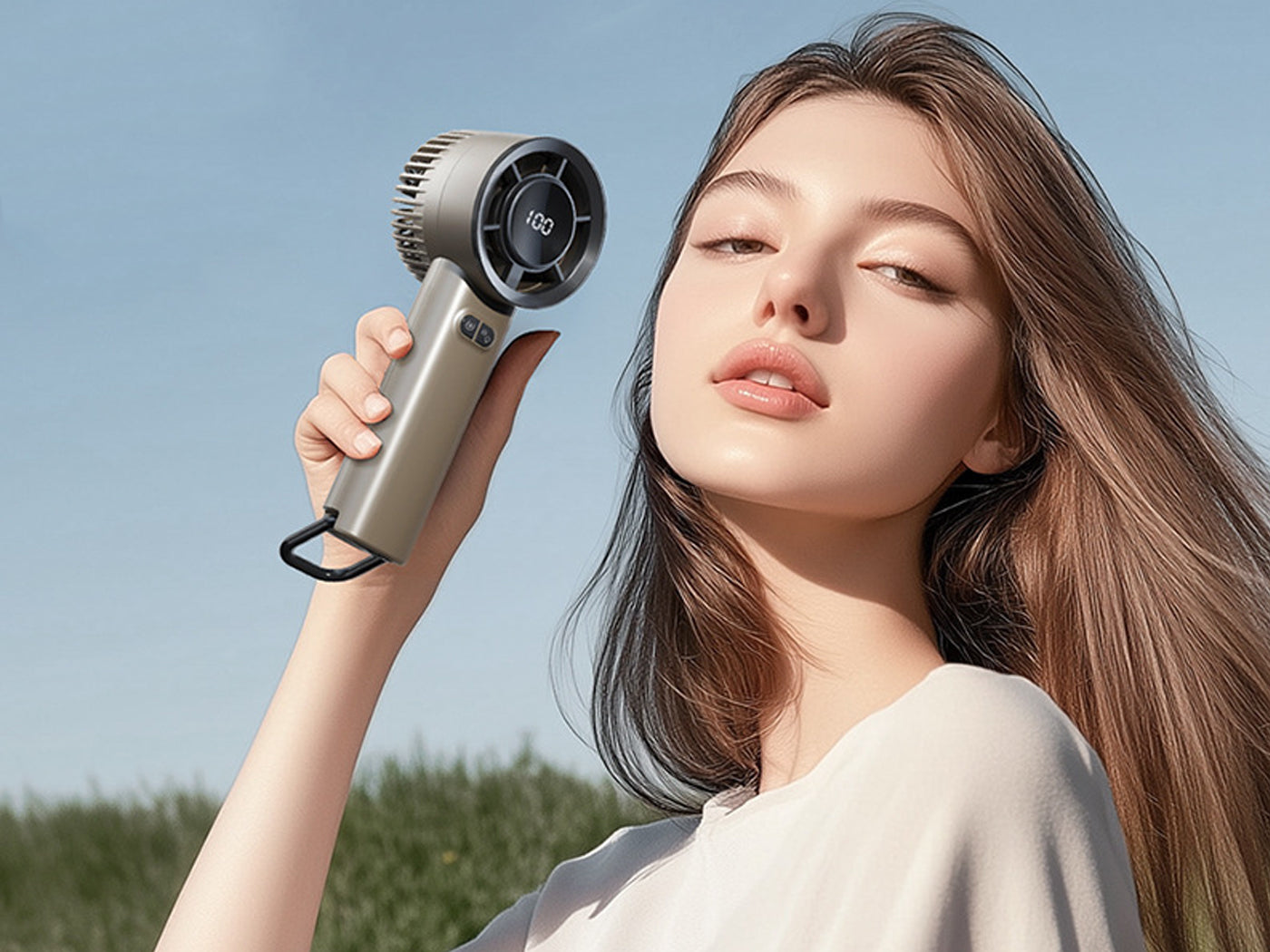 100 Speed USB Handheld Cooling Fan with Light