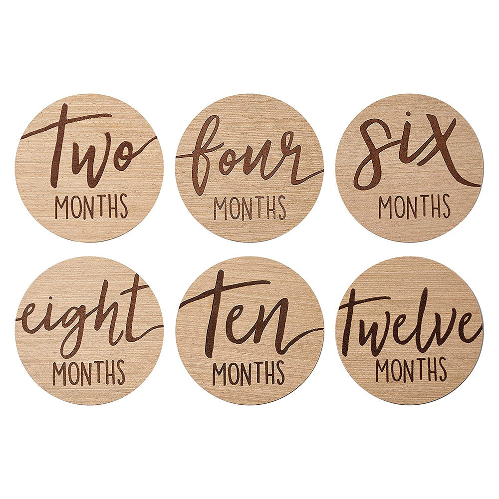 6Pcs 10CM Wooden Milestone Cards For Kids Announcement and Milestone