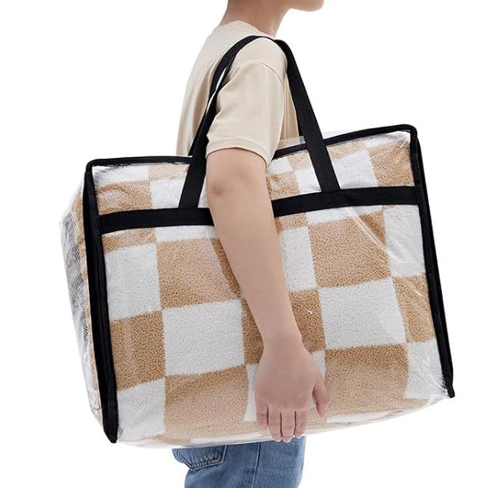 3PCS 60L Clear Plastic Storage Bags with Zipper for Clothing Blanket Comforter