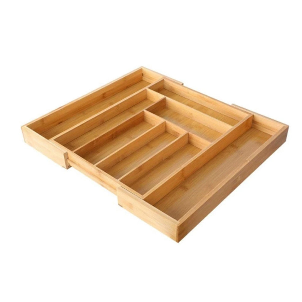Expandable Bamboo Kitchen Drawer Organizer for Cutlery Utensils Wood Cutlery Tray in Drawer