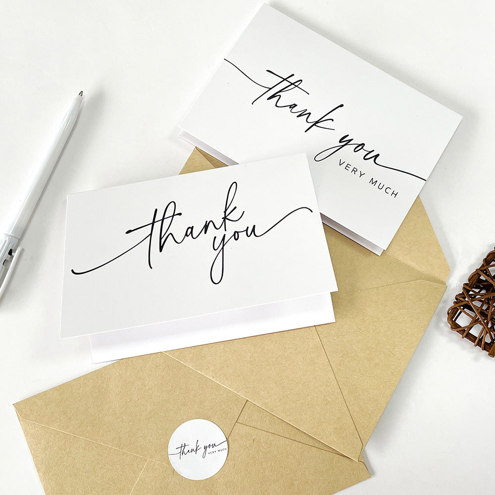 40 Thank You Cards with 40 Envelopes and 42 Stickers for Weddings Graduation