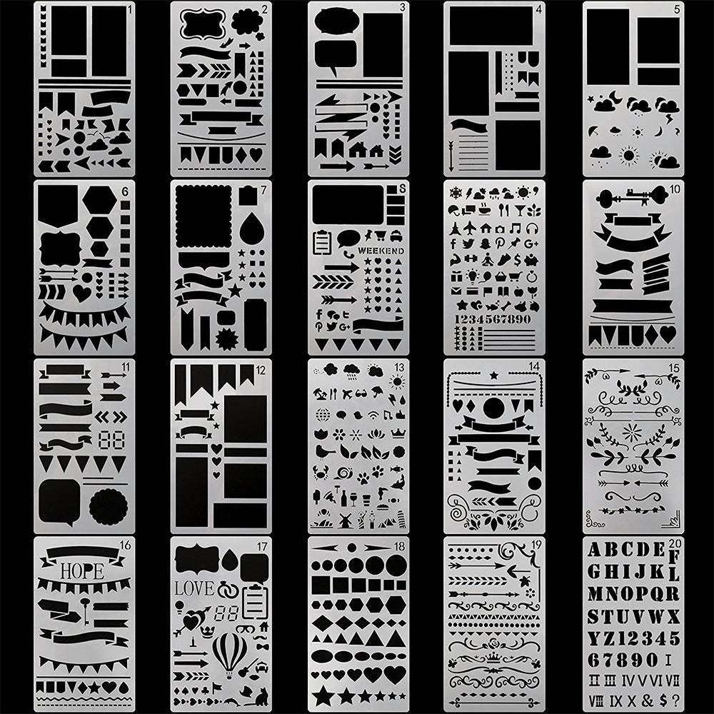 30 Piece A6 Reusable Drawing Journal Painting Craft Stencils